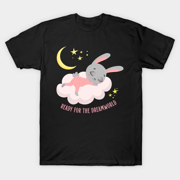 Ready for the dream world Hello little bunny in pajamas sleeping cute baby outfit T-Shirt by BoogieCreates